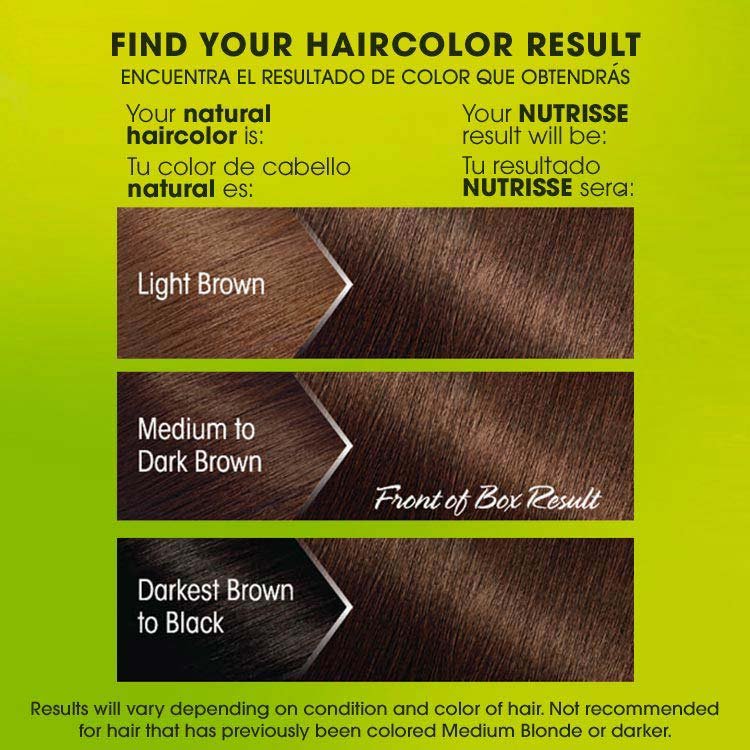 Nutrisse 43 dark golden brown before after swatch